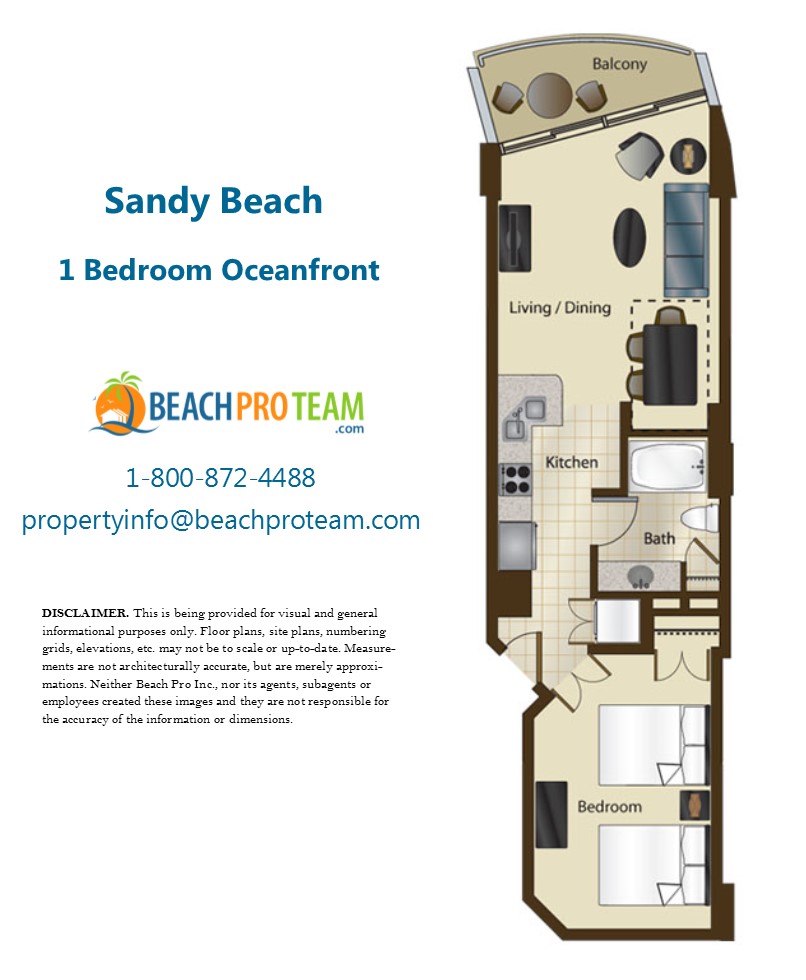 Sandy Beach Resort II Floor Plan E - 1 Bedroom Oceanfront
